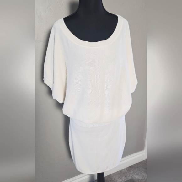 [EXPRESS] Cream Tunic/Dress 《L》Ultra Soft ☆ Scoop Neck ☆ Puff Sleeve ☆ … - Picture 4 of 16